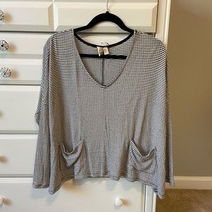 Francesca’s Striped Long Sleeve Pocket Top